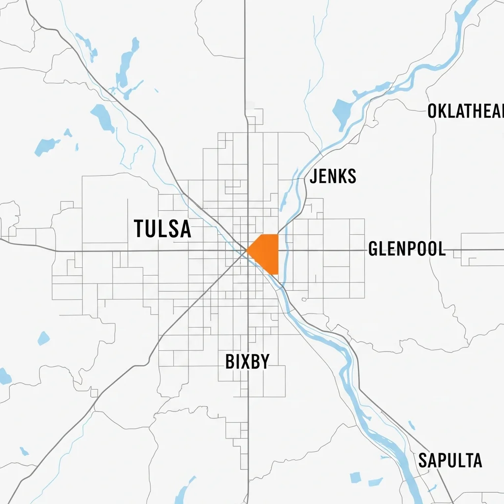 Tulsa Sewer & Drain service area map covering Bixby and surrounding Tulsa metro