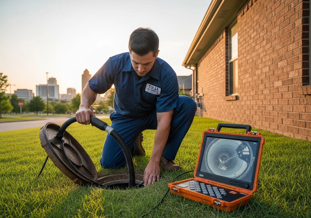Tulsa sewer camera inspection for toilet that won't flush — drain line diagnosis