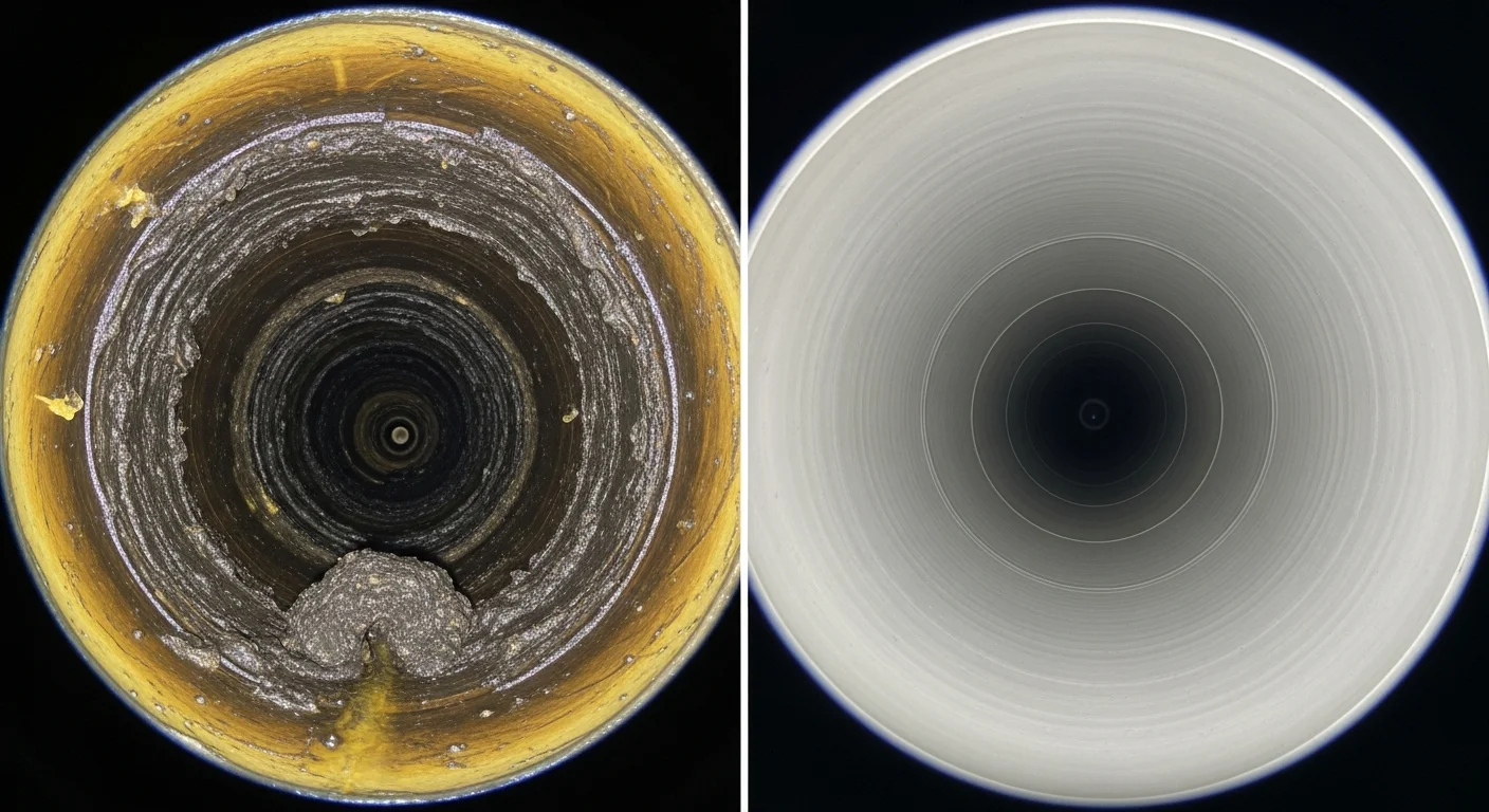 sewer camera inspection before and after clear pipe result