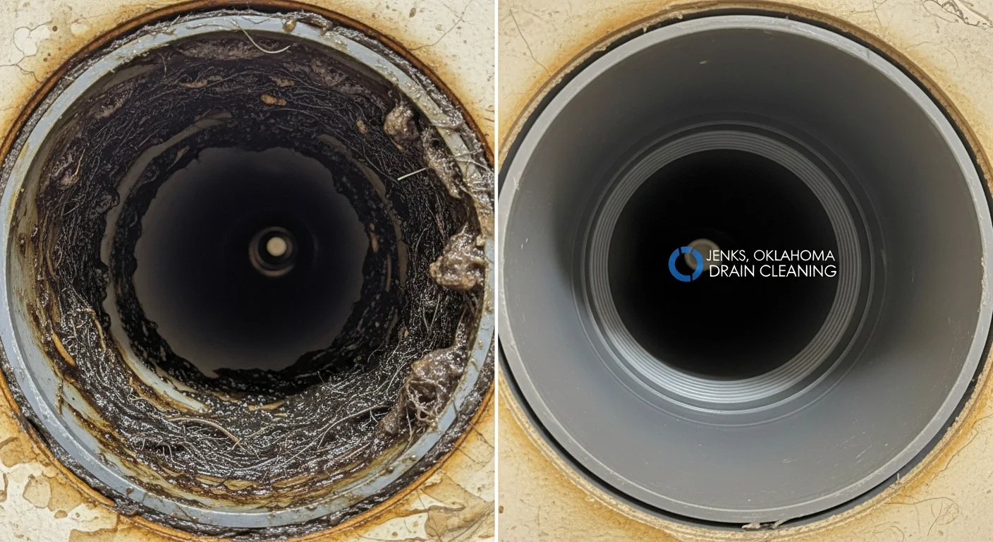 Drain cleaning results for a Jenks, OK home