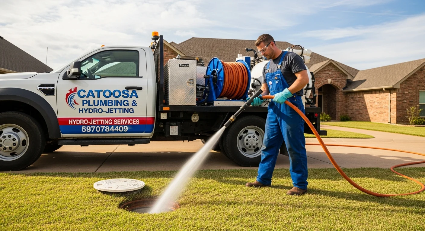 Hydro jetting truck servicing Catoosa OK sewer line