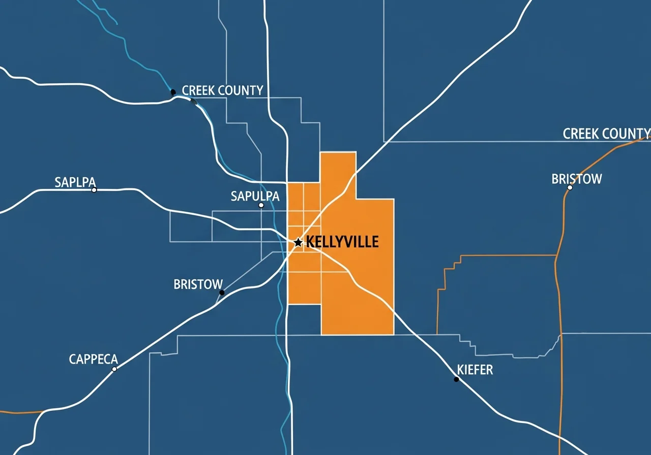 Kellyville OK plumber service area map
