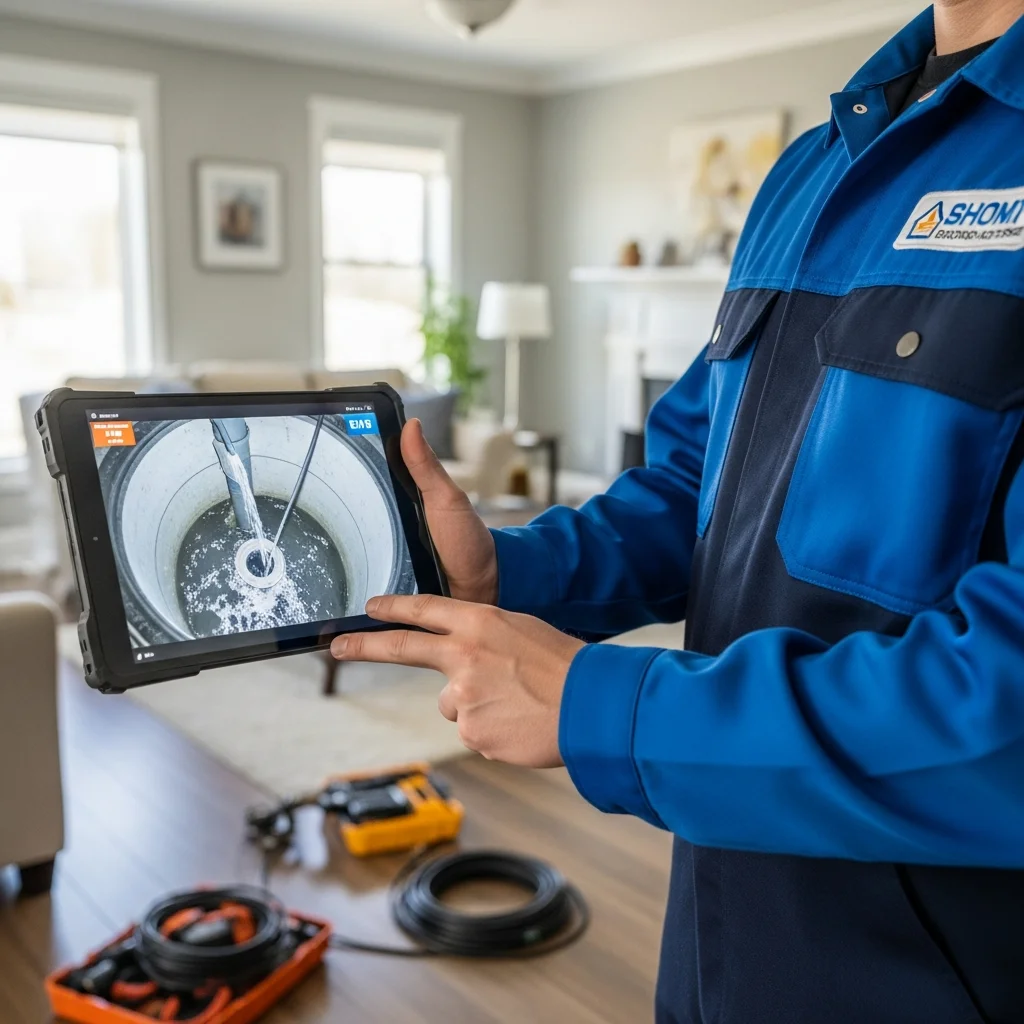 Sewer camera inspection showing pipe condition for Bixby, OK homeowner