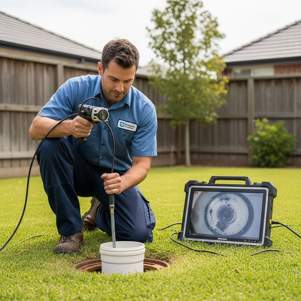 Sewer camera inspection Tulsa OK plumber viewing live pipe footage