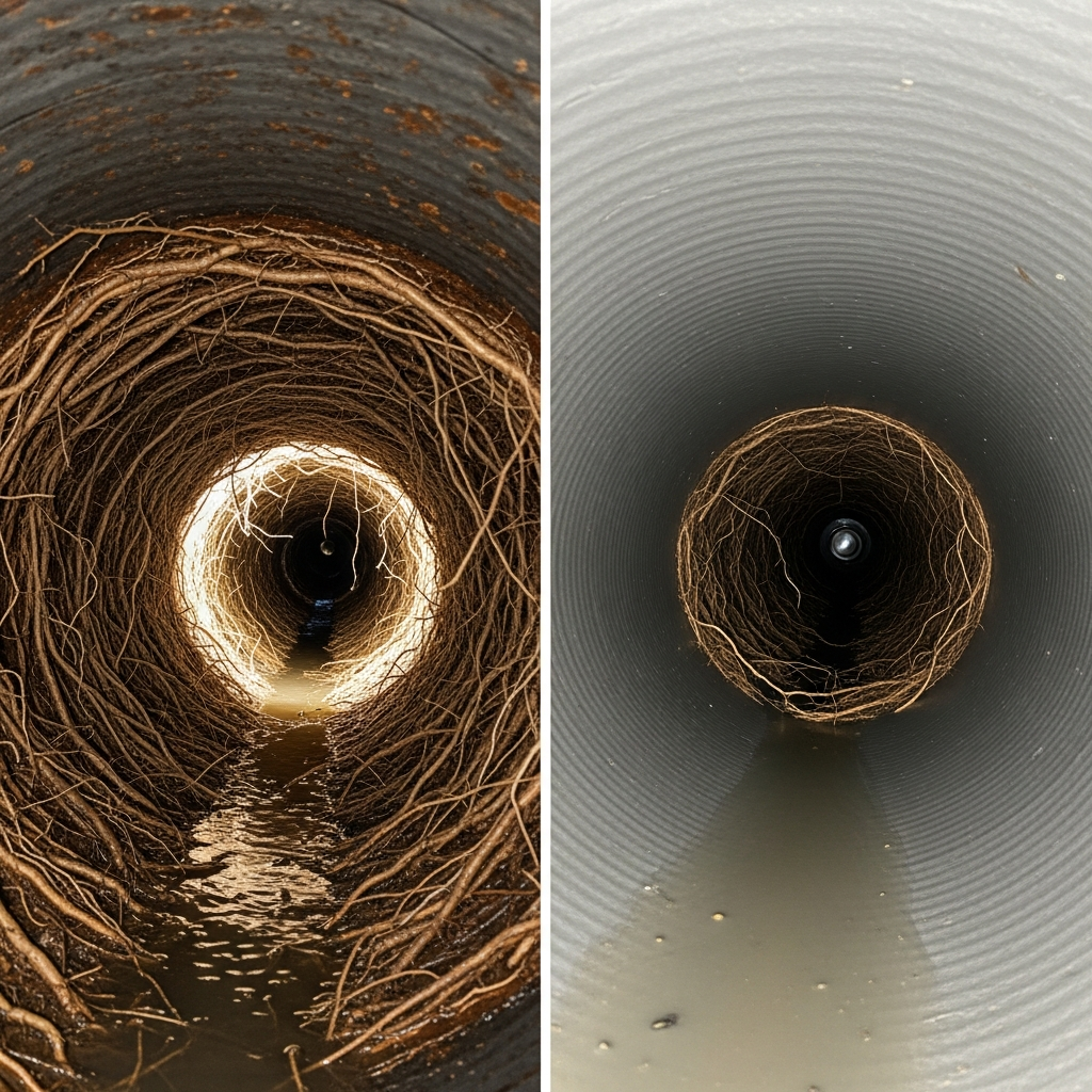 sewer camera inspection tree root removal Tulsa