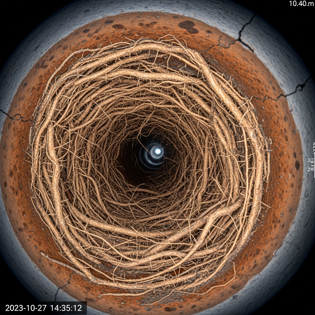 tree root intrusion in Tulsa sewer line camera inspection