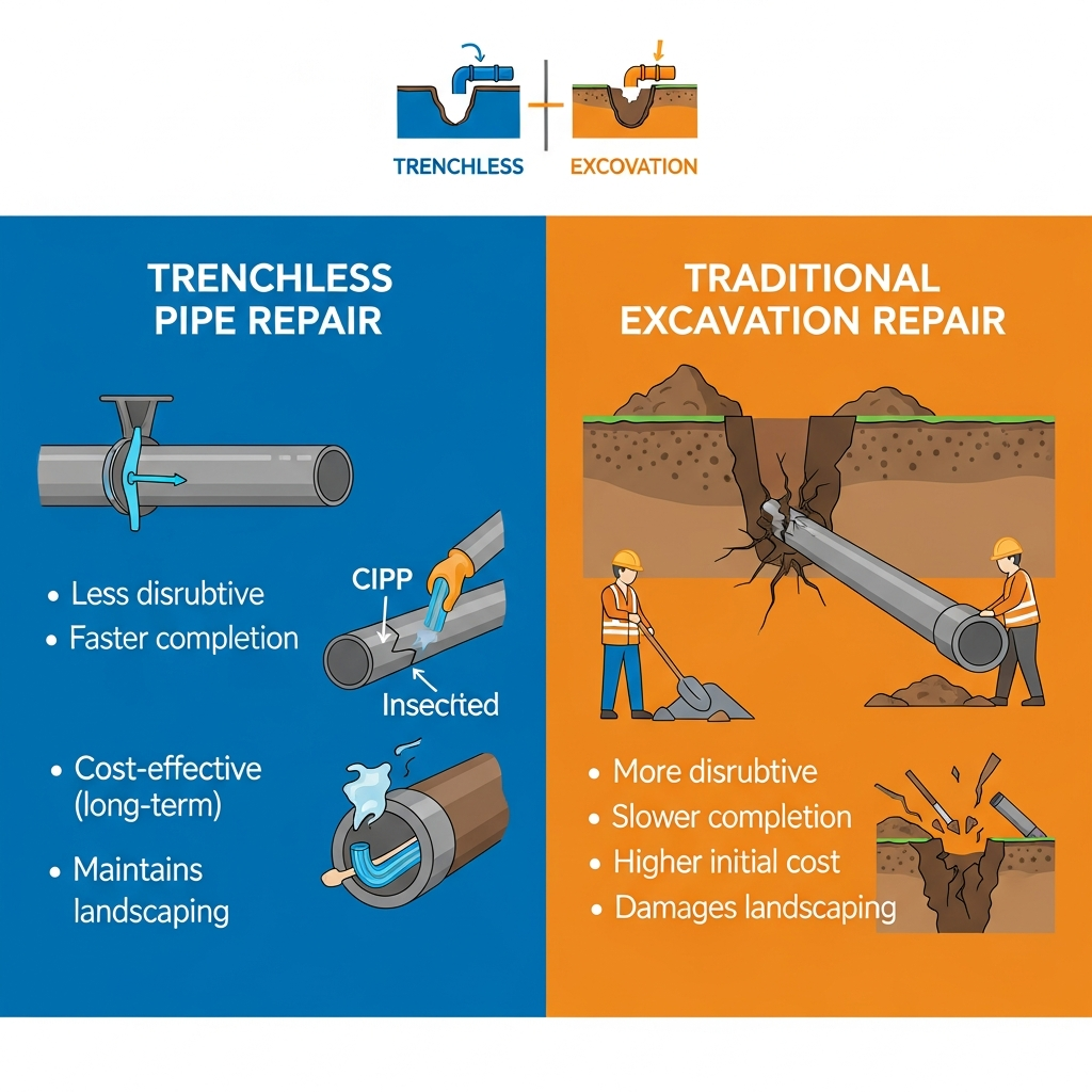 trenchless slab leak repair diagram Tulsa