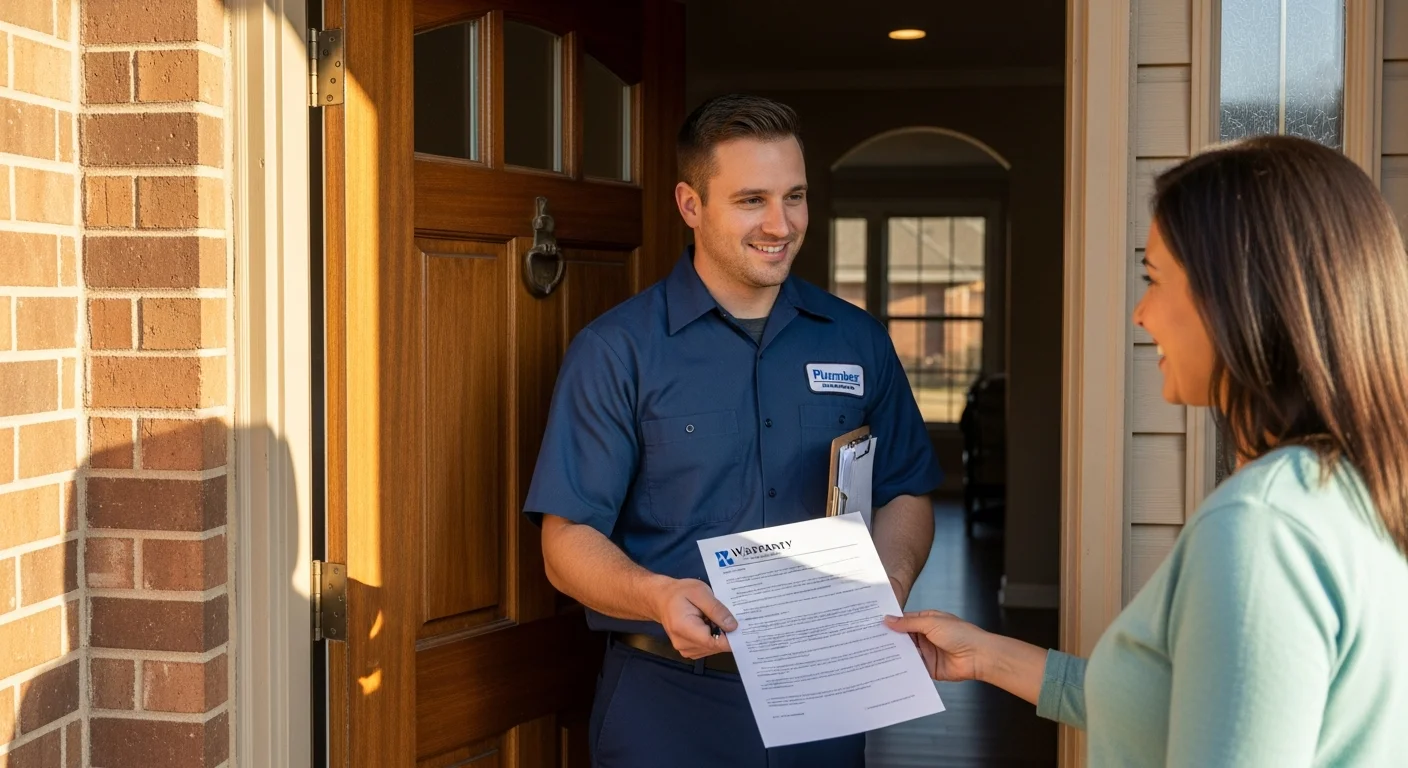 Tulsa Sewer & Drain technician providing written workmanship warranty in Jenks